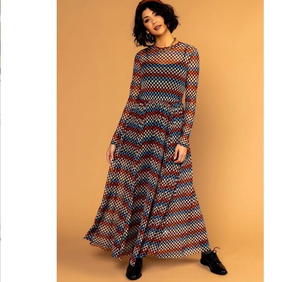 Dressed in LALA Dresses & Skirts - NWT Dressed in Lala More You Mesh Maxi Dress in Disco Checkerboard, Size 2X
